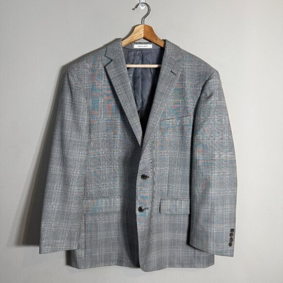 Joseph Abboud Fairway Plaid Wool Sport Coat Dinner Jacket Blazer Men's 46R Gray - Picture 2 of 14